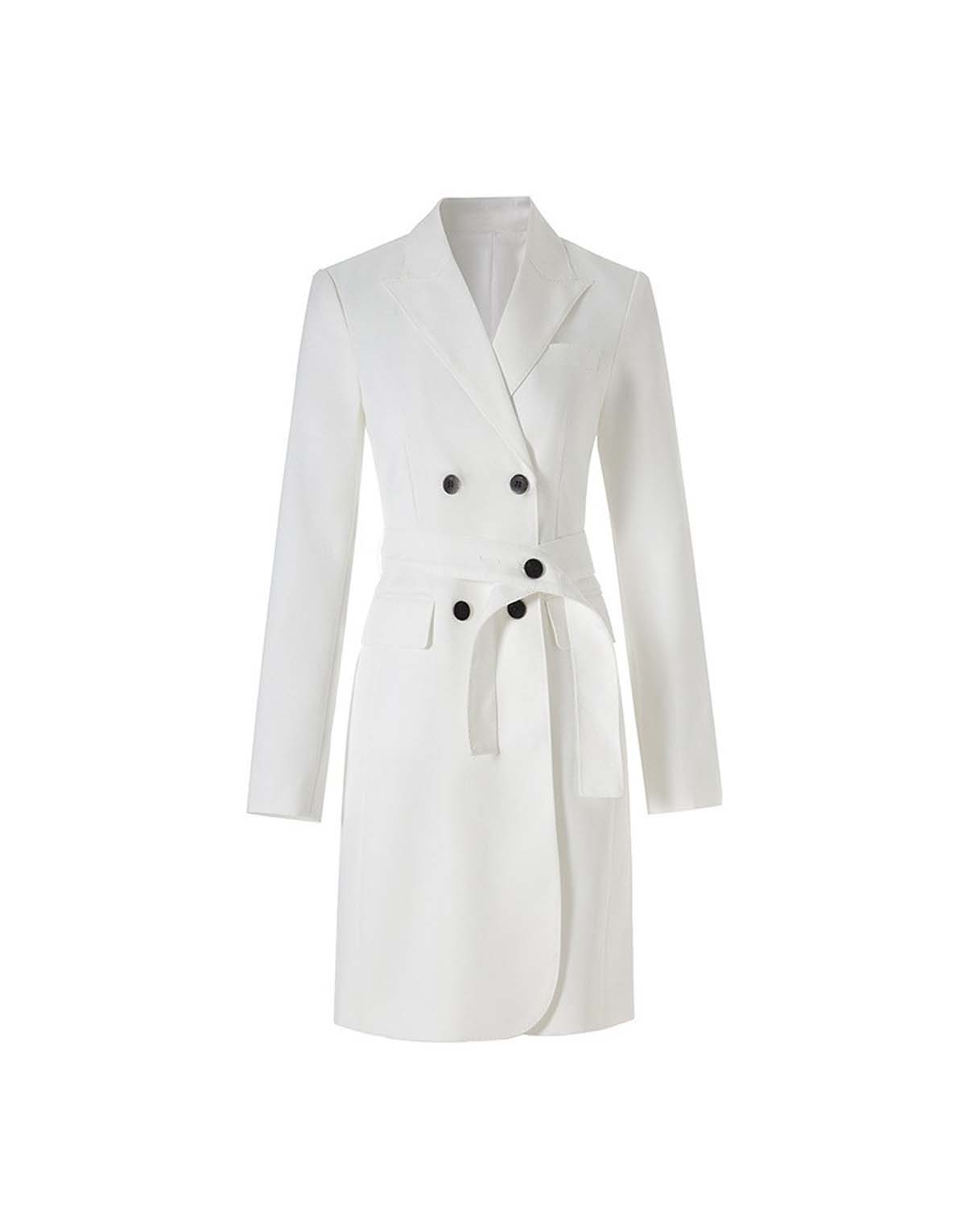 Women's casual slim-fit lace-up waist trench coat with blazer collar-wt663-1